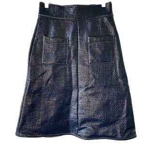 Never A Wallflower Navy Coated Skirt Size XS Front Pocket originally $245